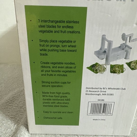 BJ's Club Spiral Slicer 3 in 1 Stainless Steel Slicing Blades NEW Item #34186 - Picture 7 of 7